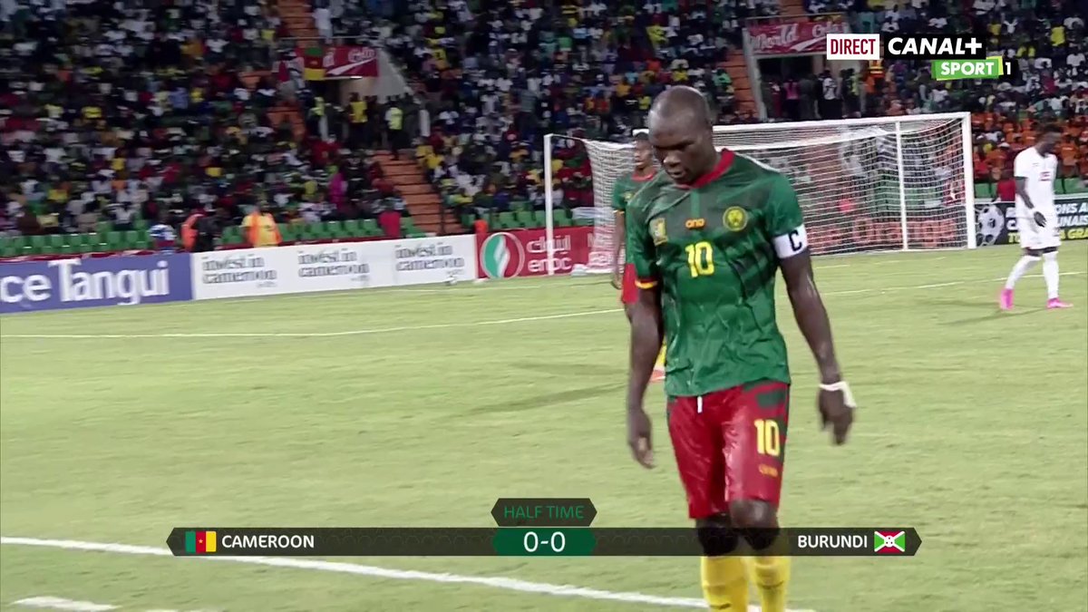 cplussportafr's tweet photo. #QualifCAN 🌍 - Tenu en échec à la pause face au Burundi (0-0), le Cameroun est provisoirement éliminé ! ❌ https://t.co/EUZ4Y0aviX