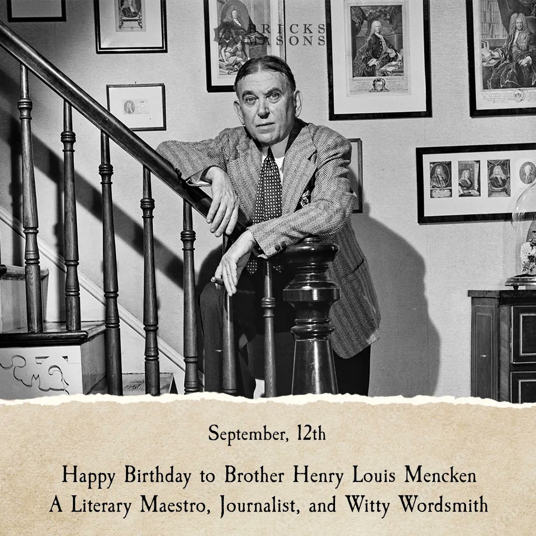BricksMasons's tweet photo. "🎉 Celebrating H.L. Mencken's Birthday! A literary giant, influential journalist, and sharp wordsmith. Let's toast to his enduring legacy in American literature and journalism!"
#HLMenckenBirthday #LiteraryLegend #JournalismIcon #bricksmasons https://t.co/0LDrrfaMmT