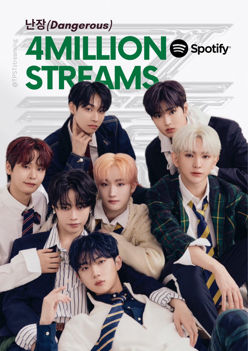 TPSTstreaming's tweet photo. 난장(#Dangerous) | Spotify Update
‘Dangerous’ has now surpassed 4,000,000 (4M) streams on Spotify! 🎉
🔗 https://t.co/tivrtJ7Kxt
#TPST #템페스트 #TEMPEST @TPST__official
#テンペスト #폭풍전야 #난장 @TPST_twt
#TPSTstreaming https://t.co/aUJOzVs5WQ