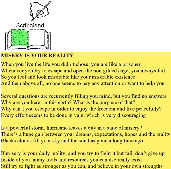scribaland's tweet image. #Scribaland MISERY IS YOUR REALITY
Living a life of misery?#lyriques #maitre #maitres #maitresse #maitresses #maisondedition #haiku #maisonsdedition #manuel #manuels #manuscrit #manuscrits #maternelle #maternelles #matiere #matieres #memoire #memoires #mot #mots #motcle #motscles