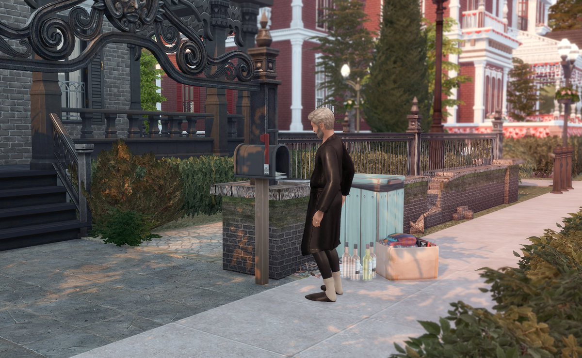 MrsMerleSimming's tweet image. There’s some cheesy pink and hearts decorations on the neighbors house and that means: it is Love day! Sadly Mortimer forget about that.
#TheSims4 #GuntherGoth