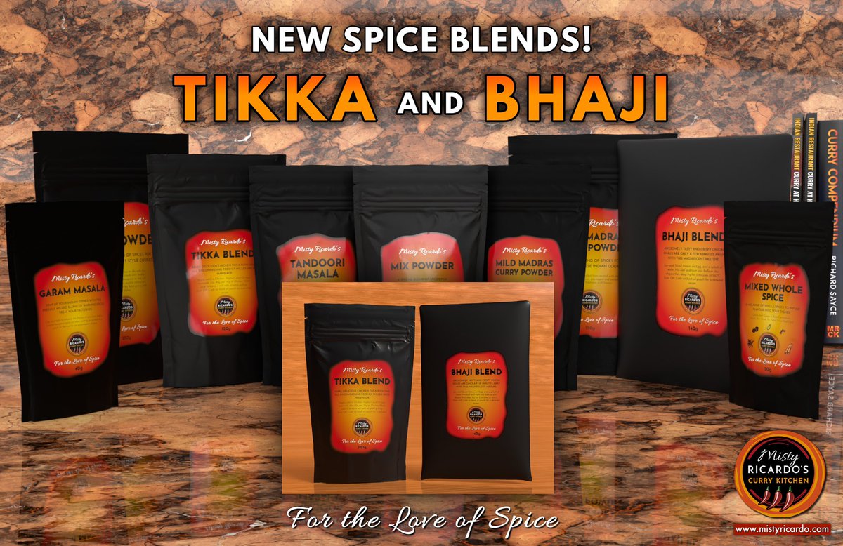 Excited to add two new additions to the Misty Ricardo range of spice blends - TIKKA and BHAJI. Very easy to use and so convenient. All freshly milled!

Get yours now from <a href="/Omemade/">'Ome</a>:
omemade.co.uk/product-catego…

#spiceblends #chickentikka #onionbhaji #mistyricardo #spicekit #nomnom