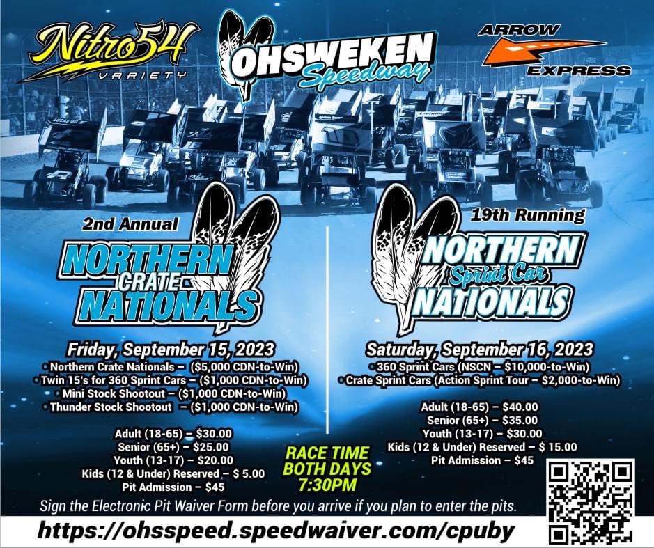 Are you ready for Northern Sprint Car Nationals weekend? We are!! Visit ohswekenspeedway.com for details. #NSCN2023