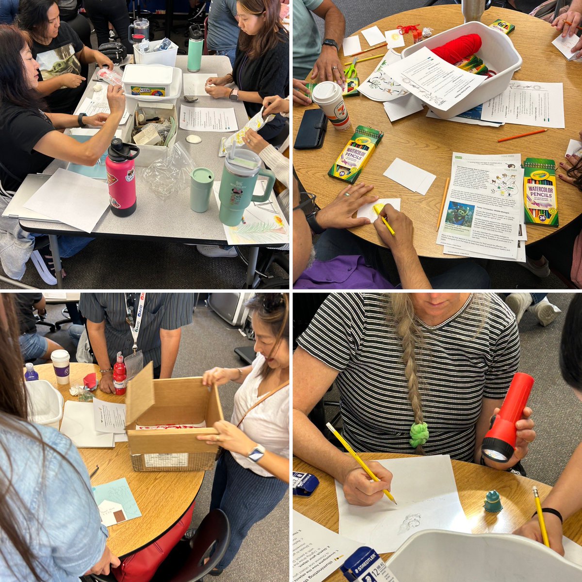 santana6thgrade's tweet photo. Blending the boundary between art &amp; science! Getting teachers excited about integrating art into our science lessons. #professionalDevelopment #SEL @PomonaUnified @2KatShoPUSD https://t.co/G0RdLmOW3A