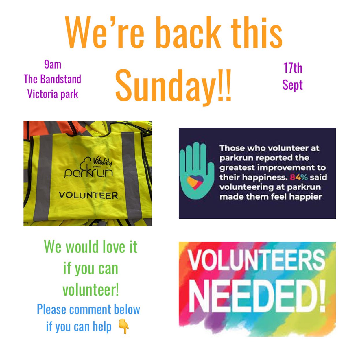 If you can help this Sunday 17th please message us victoriasthelensjuniors@parkrun.com #volunteer #lovejuniorparkrun