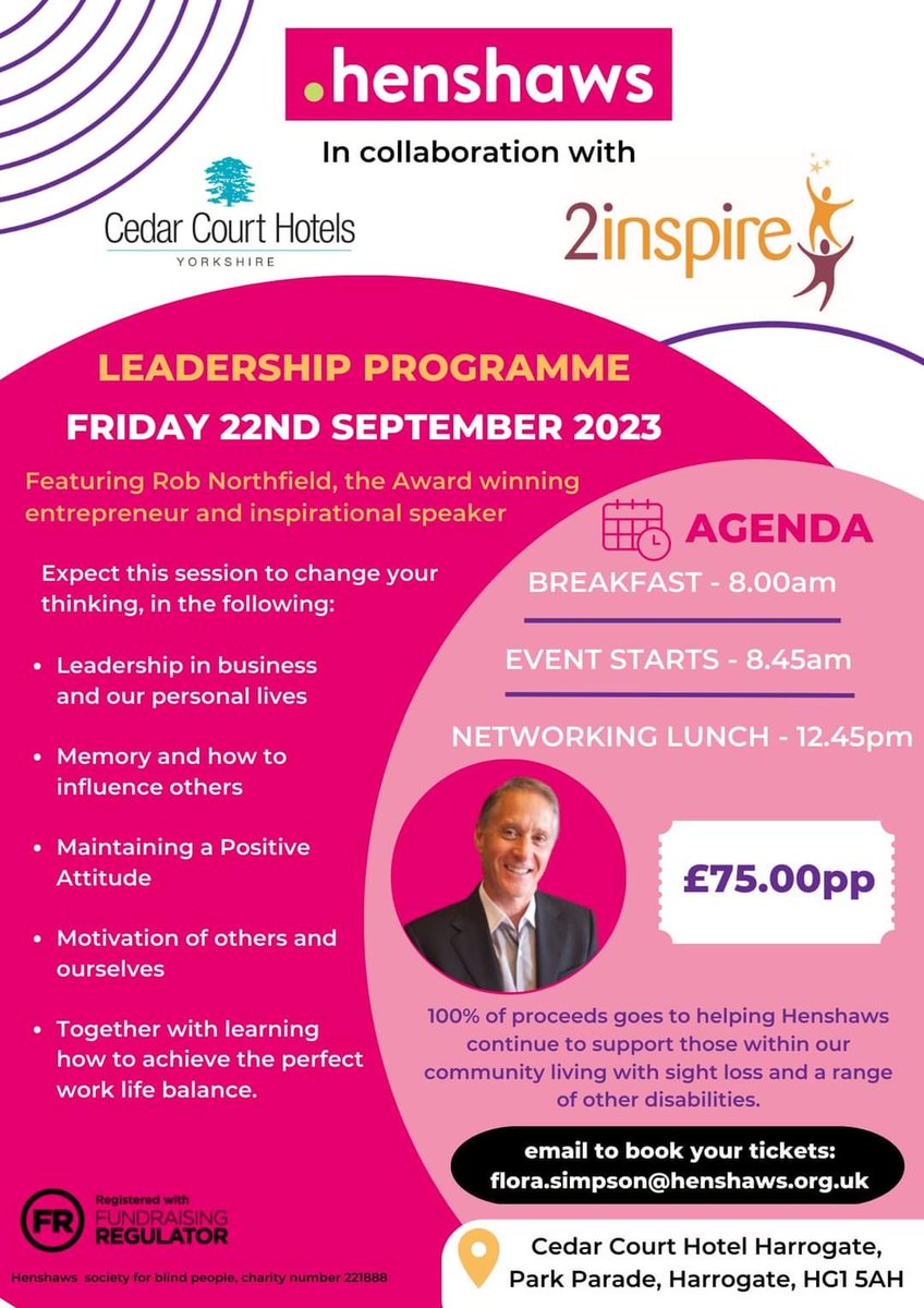 Gemma Young (@gemma_young_) on Twitter photo Sharpen up those leadership skills at <a href="/Henshaws/">Henshaws</a> brand new event next Friday morning with 100% of proceeds supporting local charity. Win, win!
<a href="/CedarCourtHotel/">The Cedar Court Hotels Group</a> <a href="/YPBiz/">YP Business News</a> <a href="/BusinessHgte/">Business Harrogate</a> <a href="/thestrayferret/">The Stray Ferret</a> <a href="/HGchamber/">Harrogate District Chamber of Commerce</a> <a href="/knaresboroughct/">Knaresborough Chamber</a> <a href="/WNYChamber/">West & North Yorkshire Chamber of Commerce</a> <a href="/Ripon_Chamber/">Ripon Chamber</a> <a href="/your_harrogate/">Your Harrogate Radio</a> <a href="/ellyfyork/">Elly Fiorentini</a> Sharpen up those leadership skills at <a href="/Henshaws/">Henshaws</a> brand new event next Friday morning with 100% of proceeds supporting local charity. Win, win!
<a href="/CedarCourtHotel/">The Cedar Court Hotels Group</a> <a href="/YPBiz/">YP Business News</a> <a href="/BusinessHgte/">Business Harrogate</a> <a href="/thestrayferret/">The Stray Ferret</a> <a href="/HGchamber/">Harrogate District Chamber of Commerce</a> <a href="/knaresboroughct/">Knaresborough Chamber</a> <a href="/WNYChamber/">West & North Yorkshire Chamber of Commerce</a> <a href="/Ripon_Chamber/">Ripon Chamber</a> <a href="/your_harrogate/">Your Harrogate Radio</a> <a href="/ellyfyork/">Elly Fiorentini</a>