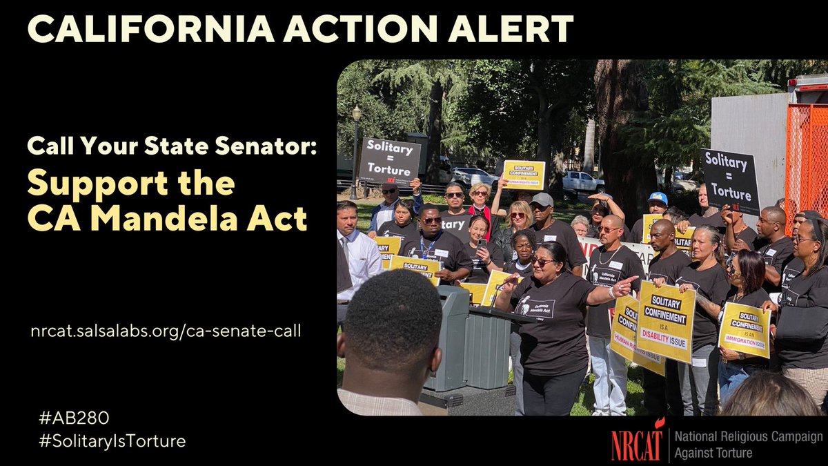 NRCATtweets's tweet photo. California Action Alert - Make a call today in the push to capture a super-majority in the CA Senate for #AB280 the California Mandela Act on Solitary Confinement! Sample script &amp; phone number lookup here: https://t.co/Y5Sct4Pg9m https://t.co/RKf4Eg2nWh