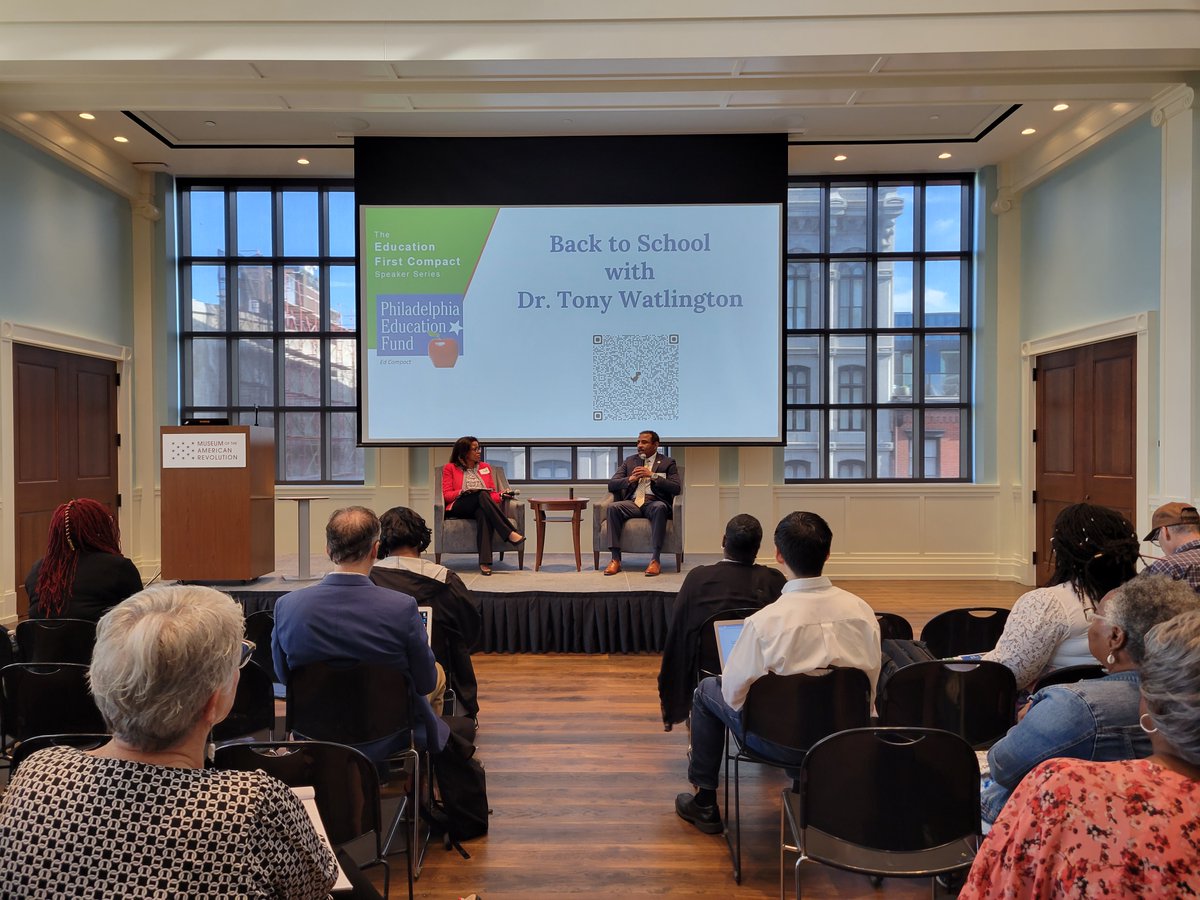 Philadelphia Education Fund (@philaedfund) on Twitter photo Thank you for attending today's Education First Compact – Back to School with <a href="/watlington_sr/">Superintendent Dr. Tony B. Watlington Sr.</a> and moderated by <a href="/FarahMJimenez/">Farah Jimenez</a>. Thank you to our gracious #host, the <a href="/AmRevMuseum/">Museum of the American Revolution</a>!
#PHLed #EdFirstCompact
ow.ly/eCfj50PKPF3 Thank you for attending today's Education First Compact – Back to School with <a href="/watlington_sr/">Superintendent Dr. Tony B. Watlington Sr.</a> and moderated by <a href="/FarahMJimenez/">Farah Jimenez</a>. Thank you to our gracious #host, the <a href="/AmRevMuseum/">Museum of the American Revolution</a>!
#PHLed #EdFirstCompact
ow.ly/eCfj50PKPF3