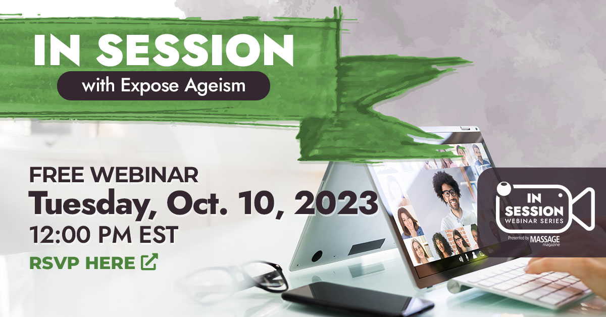 massagemag's tweet photo. Join us in an exclusive webinar tackling Ageism Head-On! Expose Ageism champions the cause of promoting inclusivity within beauty, spa, and wellness industries. Let's stand together against age discrimination!
#webinar #massagemagazine #wellness
https://t.co/6Xv7UHe6pe https://t.co/lzPhSM24jo