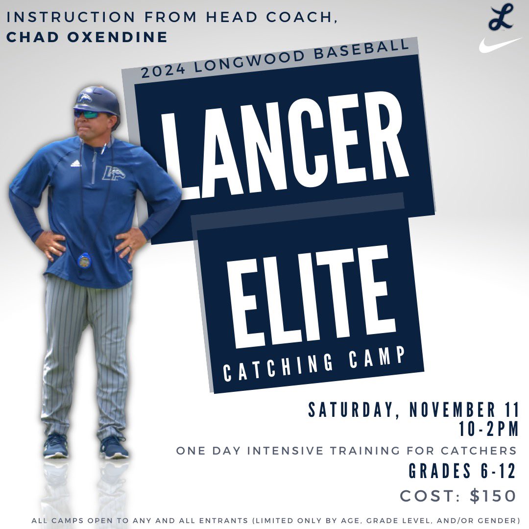 LongwoodBase's tweet photo. We are holding a Lancer Elite Catching Camp November 11! We cannot wait to see you all there. The link to sign up is in our bio! ⚾️👏🏼
https://t.co/rSzhBWyAm4
#LetsRide || #EverythingMatter https://t.co/W5uXzaxEHg