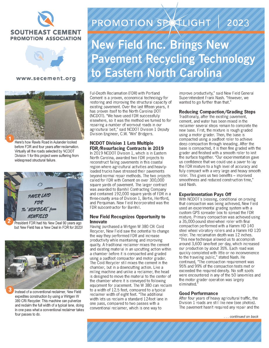 Read our September Spotlight: New Field Inc. Brings New Pavement Recycling Technology to Eastern North Carolina
secement.org/.../09/2309_2_…