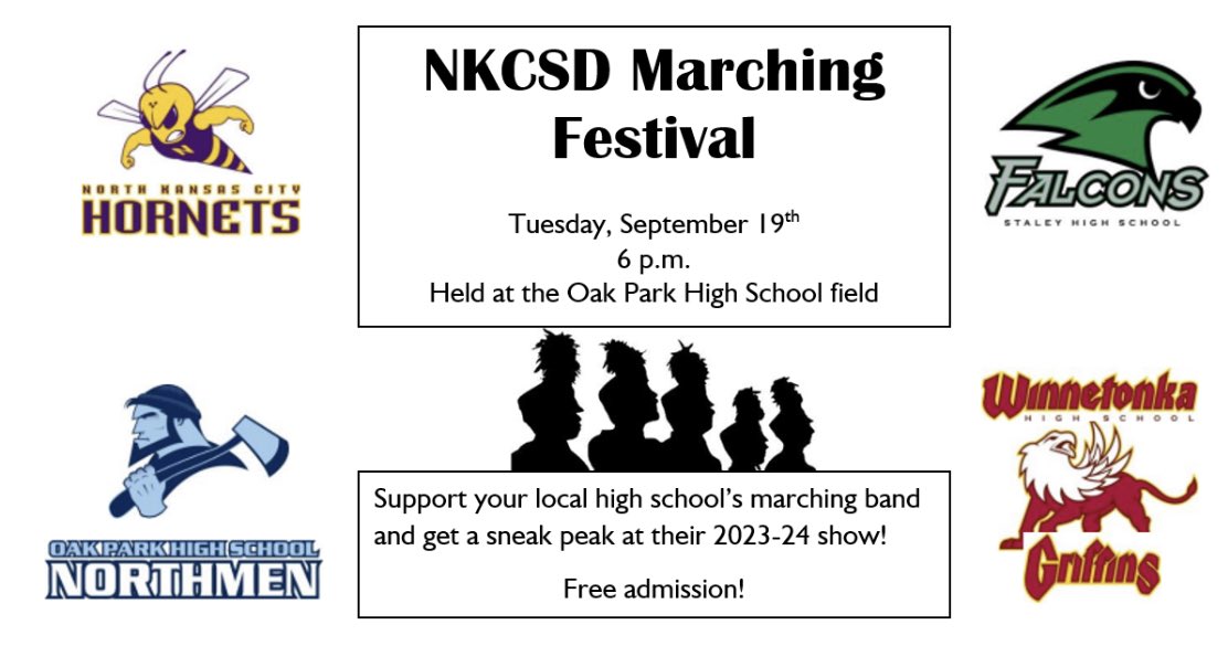 NKC Instrumental Music (@nkcinstmus) on Twitter photo All four <a href="/NKCSchools/">NKC Schools</a> HS bands in performance September 19, 6-8pm. Thank you to <a href="/Northmen_OPHS/">Oak Park High School</a> for hosting! Free admission! All four <a href="/NKCSchools/">NKC Schools</a> HS bands in performance September 19, 6-8pm. Thank you to <a href="/Northmen_OPHS/">Oak Park High School</a> for hosting! Free admission!