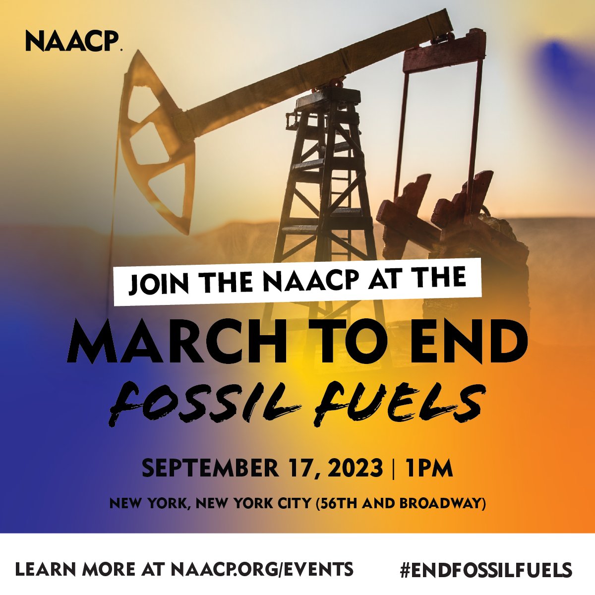 Fossil fuels have continued to disproportionately harm the black community. That's why we're participating in the March to End Fossil Fuels this weekend. 

Meet us in New York City on September 17 at 1 p.m. to join the fight to #EndFossilFuels.

🔗: bit.ly/3PB0bSk