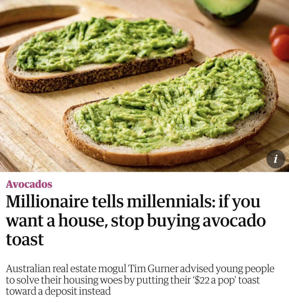 OH MY GOD THIS MFER IS THE AVOCADO TOAST GUY