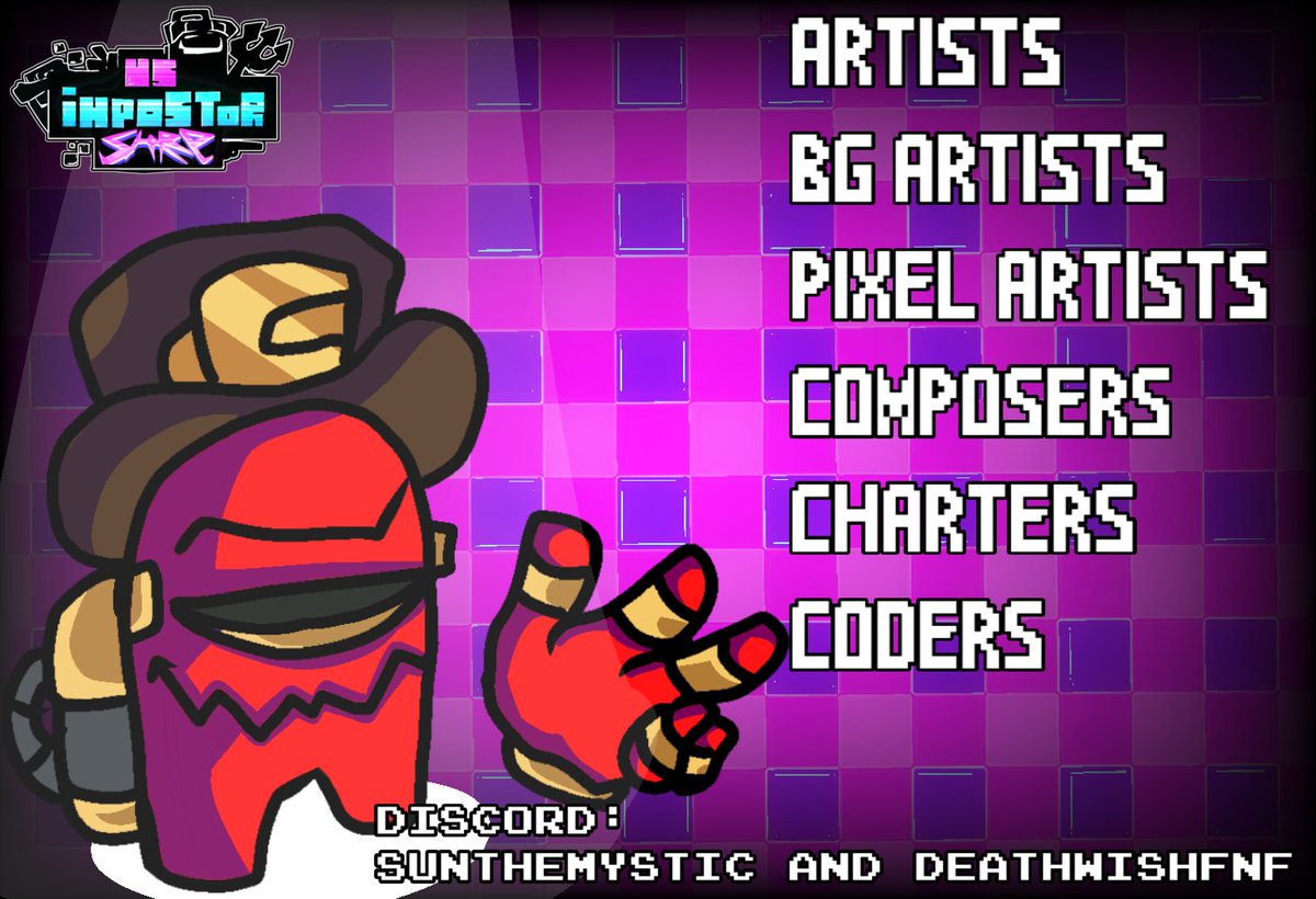 sharpostor1's tweet photo. hello guys, well we need help on the mod, well as our demo is taking a while to come out so we decided that we will call for more people for the mod to advance the demo and other parts of the mod, so show examples here or on discord @FNFNewsAnnounc1 
@Impostor_News #fnfshart https://t.co/4whpmoJhis