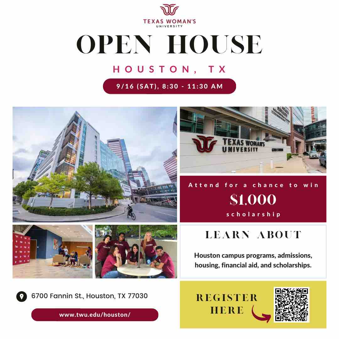 Interested in our MHA and MBA programs? Join our Houston Open House this Saturday (9/16)!
Get a chance to win a $1,000 scholarship towards TWU tuition and fees.
Find more info and register at twu.edu/visit/events/h…
#TXWomans #twucob #TWUevents