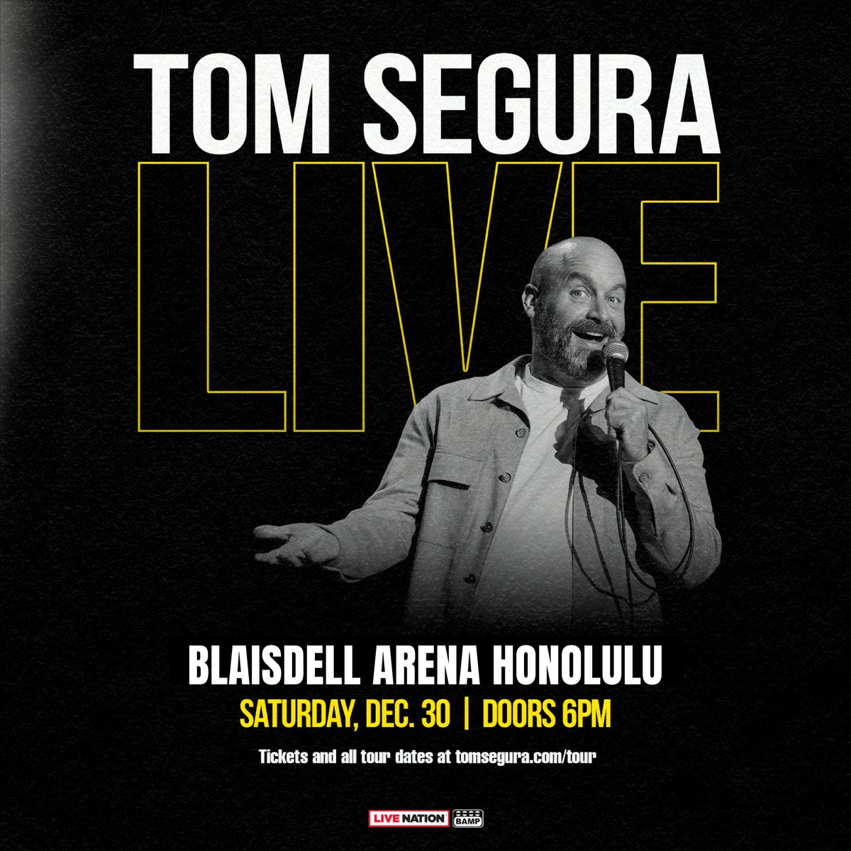 SHOW ANNOUNCEMENT: @TomSegura will be bringing the laughs to the Blaisdell Arena on December 30! Tickets on sale Friday at 10AM. ticketmaster.com/event/0A005F27…