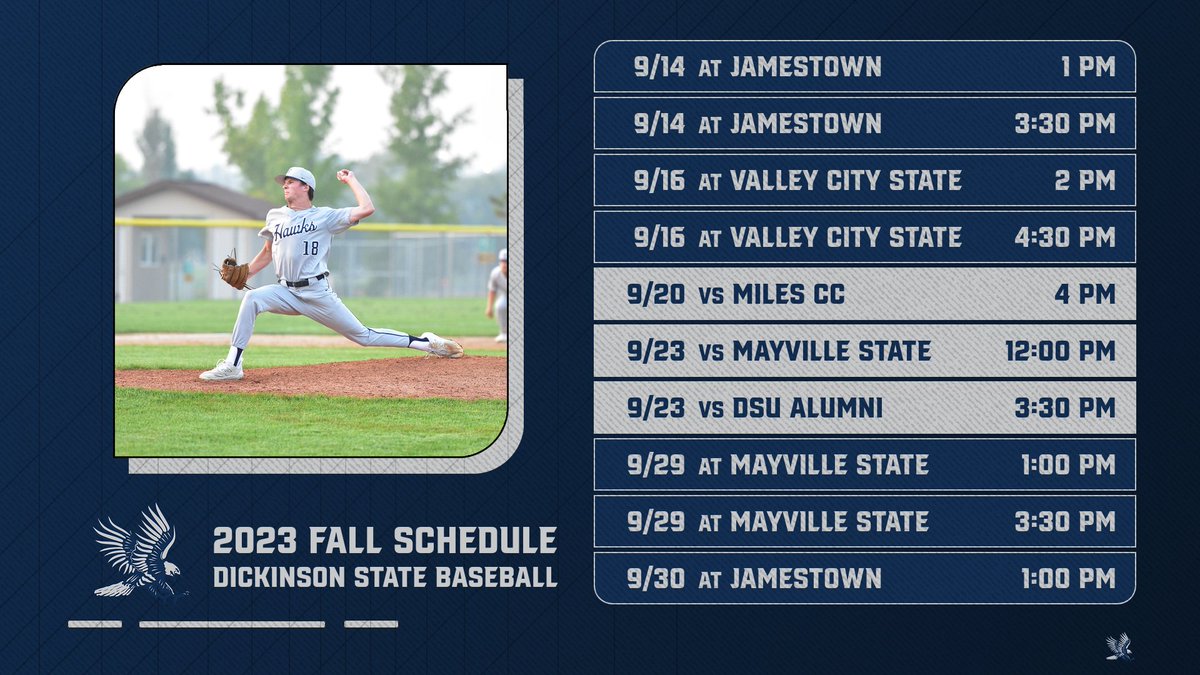 BlueHawkBSB's tweet photo. 🗓️| Due to the ongoing improvements at DCB&amp;T Ballpark our fall schedule has changed! Check it out for updated locations and times!

#HawksAreUp x #BlueHawkBSB https://t.co/XiSMqUXFep