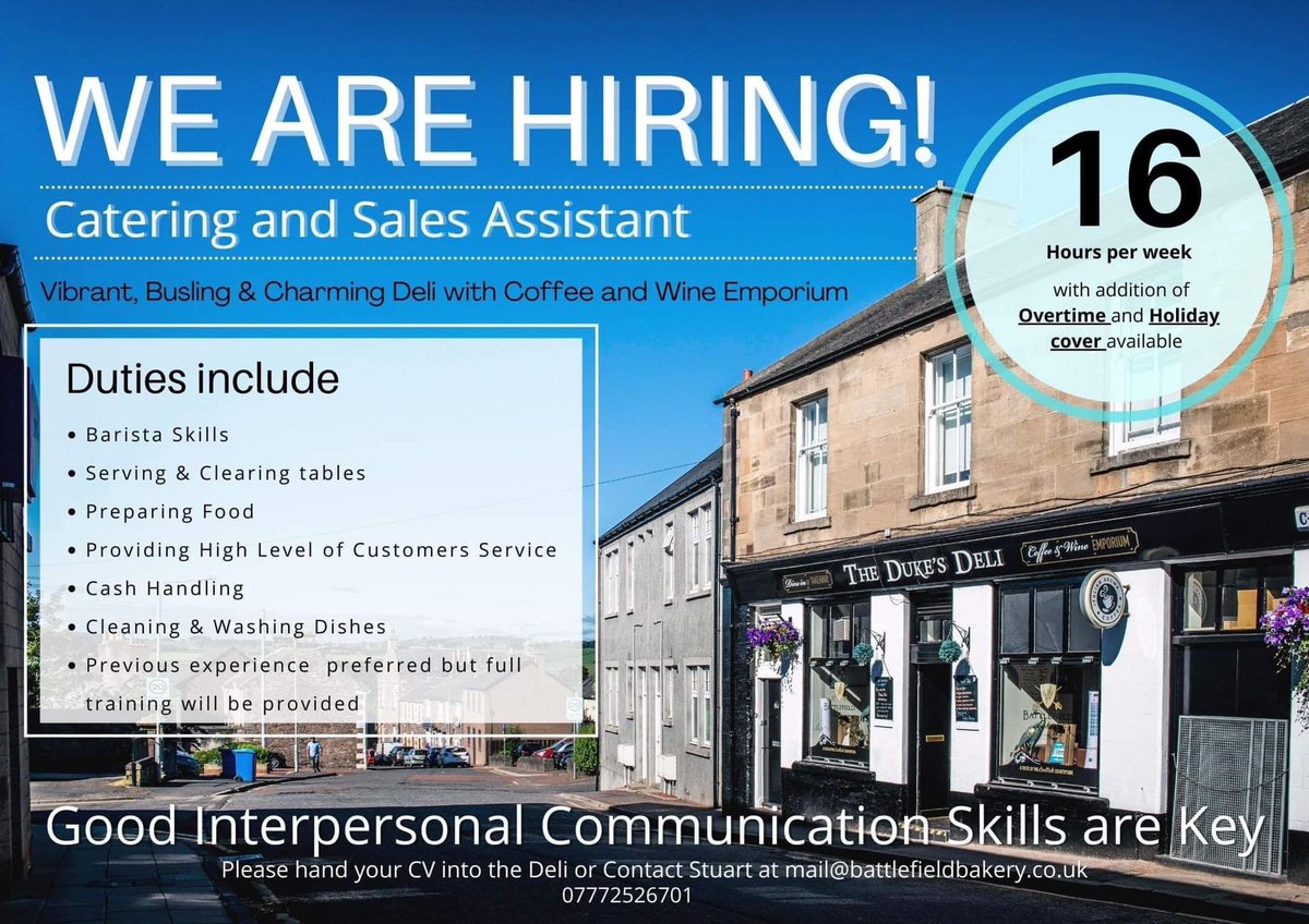 ⭐️Job Opportunity⭐️

We are looking for a hard working enthusiastic individual to join our hospitality team. 

Candidates must be 18 years of age for the sale of alcoholic beverages.🍻

Please had your cv into the Deli for or email mail@battlefieldbakery.co.uk FAO Stuart