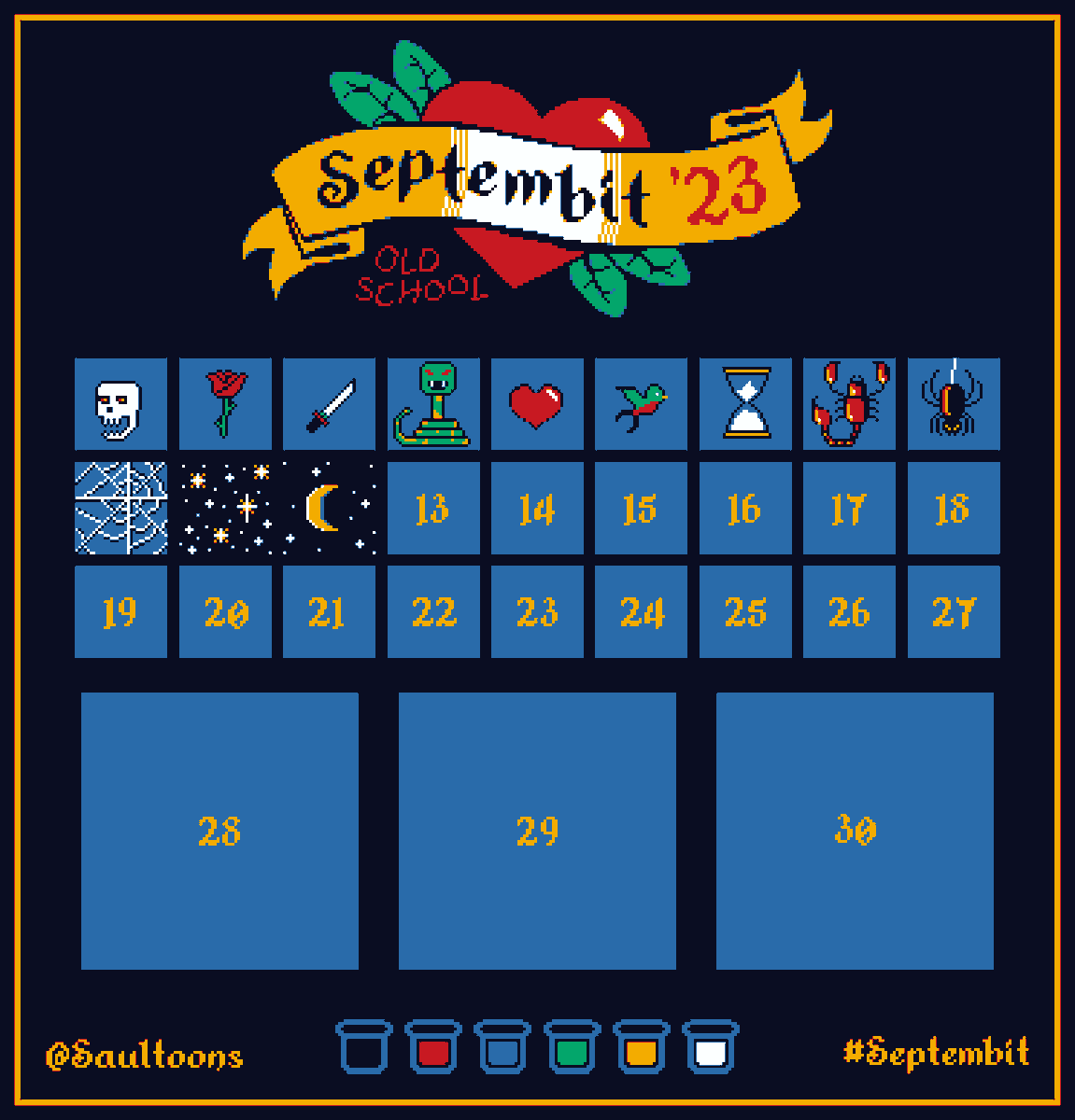 laydee_raxx's tweet photo. Yay September!  Time for #Septembit
hosted by @Saultoons / @septembit 

Been working in batches to catch up, this is what I got so far https://t.co/3tXVCLiTHp