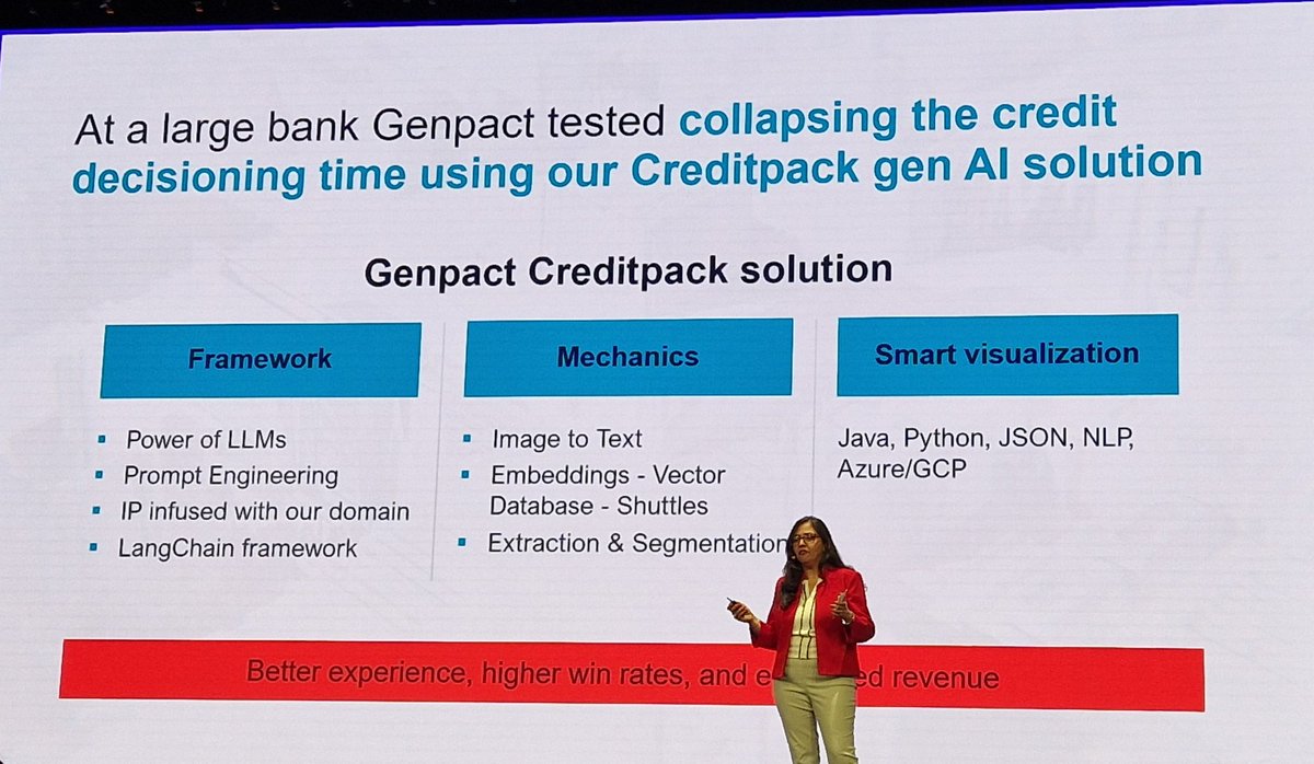 Using #GenAI to collapse the time of #credit decision making. Imagine a decision for a $50million credit line taking a few days vs. Weeks - <a href="/Genpact/">Genpact</a>
<a href="/Finovate/">Finovate</a> #fintech #data 

<a href="/psb_dc/">Theodora (Theo) Lau - 劉䂀曼 🌻</a> @dionlisle @RAlexJimenez <a href="/JimMarous/">Jim Marous 💯</a> <a href="/mi_jim/">Jim Perry</a> <a href="/AlexH_Johnson/">Alex Johnson</a> <a href="/mikulaja/">Jason Mikula</a> <a href="/mikeflache/">Mike Flache</a> <a href="/SpirosMargaris/">Spiros Margaris</a>