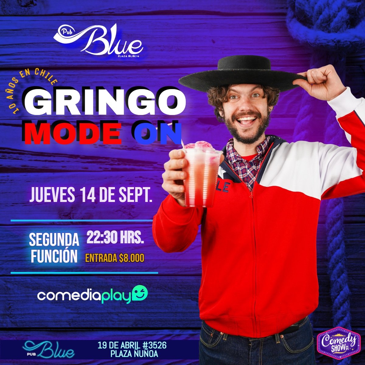 ComedyshowCL's tweet photo. 🎤🎉 #Ñuñoa abrimos 2da Función! 😀 este jueves 14 en #Bluepub no te pierdas el show aniversario del Gringo más chileno del circuito con una noche cargada de risas y divertidos momentos 🎉 Ultimas entradas 20.30 🎟 22.30 hrs. en https://t.co/woeHzbeE18
@AgendaPanoramas ⭐ https://t.co/zRYHWLQUSu