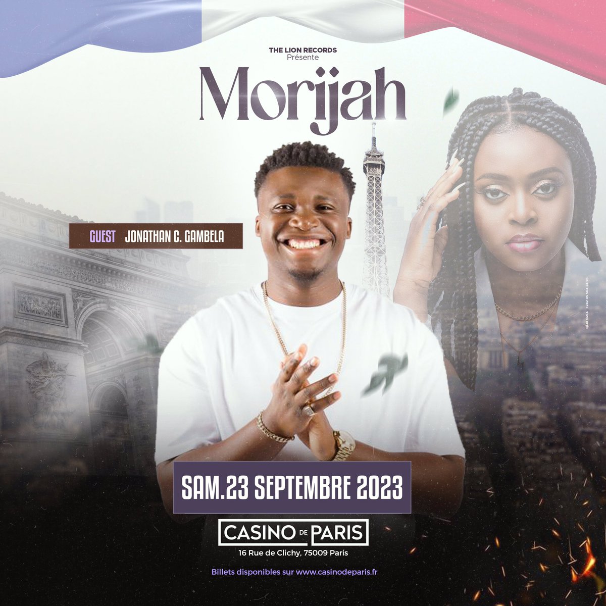 C’est avec un immense plaisir que nous vous dévoilons notre guest @jonathangambela au concert de <a href="/morijahofficiel/">Morijah</a> 
le 23 Septembre au Casino de Paris. 🔥

Tu ne peux pas manquer ce moment, alors prends ta place maintenant ⬇️
casinodeparis.fr/fr/product/829…