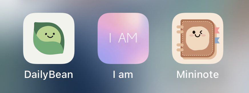 DailyBean buat journaling jadi semua ditulis disini aja 

I am buat ngasih notif quotes2 positif, berasa ada yg semangatin seharian

Mininote ak pake buat manifesting, jadi disitu nulis apa yg ak mau dan berharap bisa terwujud 

Dan udah mulai smbhyang lagi hehe, maaf Tuhan..