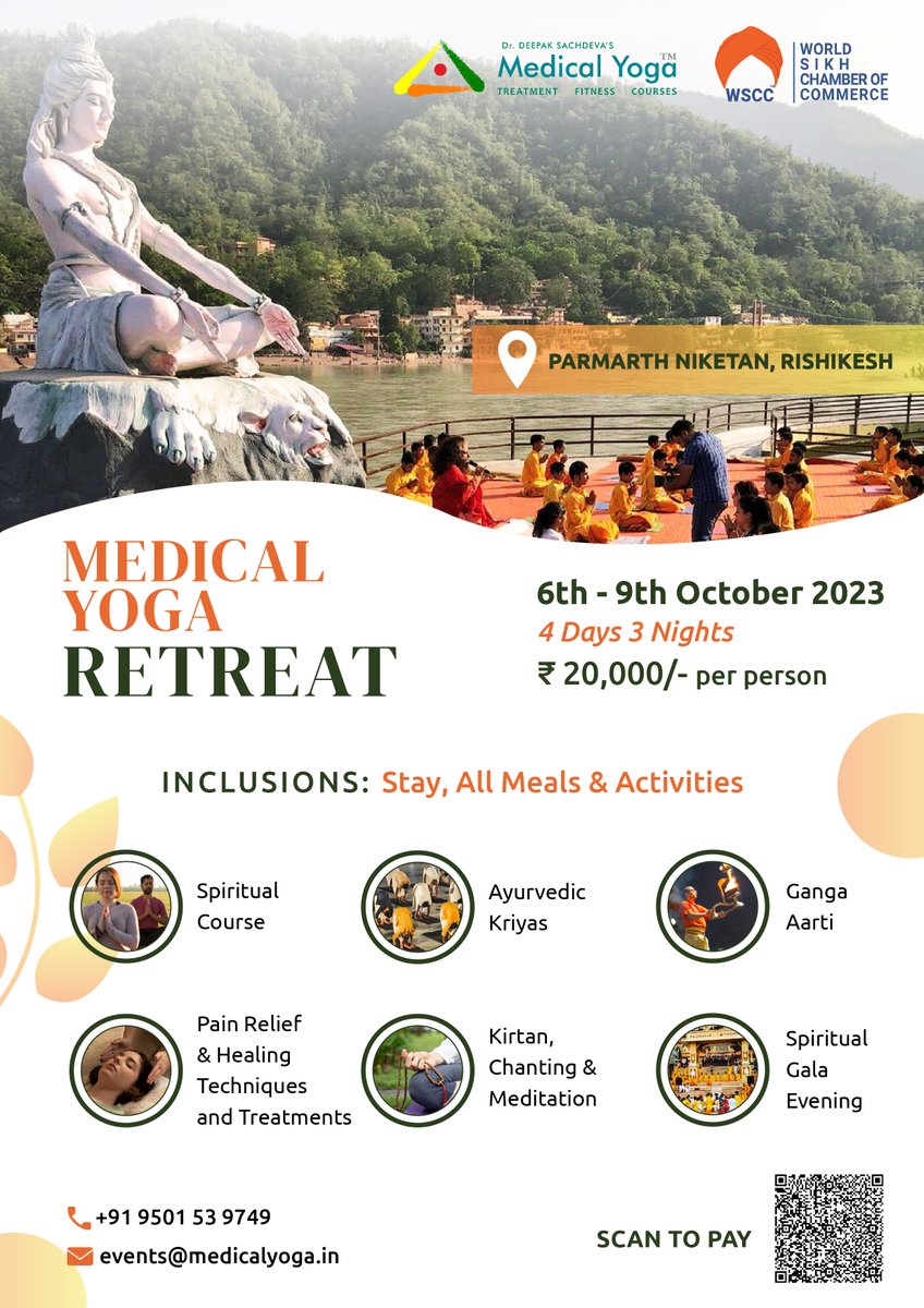 MedicalYoga's tweet photo. Reconnect with your inner self at the Medical Yoga Retreat Festival.
Join us from October 6th to October 9th, 2023, in the tranquil beauty of Rishikesh.
Reserve your spot today for a transformative experience priced at just Rs. 20,000 at events@medicalyoga.in or call 9501539749. https://t.co/AxWOUv0QCd