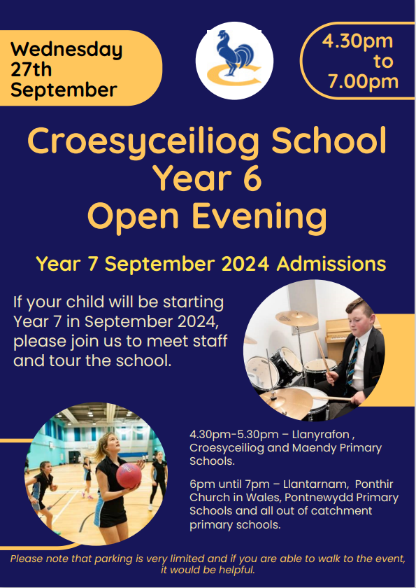 croesyschool's tweet photo. Year 6 Open Evening at @croesyschool on Wednesday 27th September 2023.
Please see your primary school for the allocated tour of the school.
#learningrespectambition https://t.co/uHKHSwcv8d
