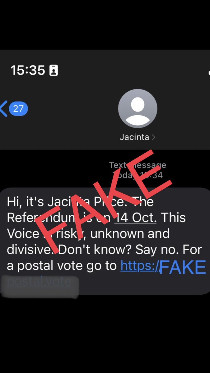 spenderallegra's tweet photo. We are being bombarded with spam SMS &amp; messages claiming to provide postal votes for The Voice. 
These are Liberal Party ads to harvest your personal data. 
For a real postal vote go to the Australian Electoral Commision (AEC)
https://t.co/83U17HlZA1 
https://t.co/112mGRebKO https://t.co/iM9Wxsupap