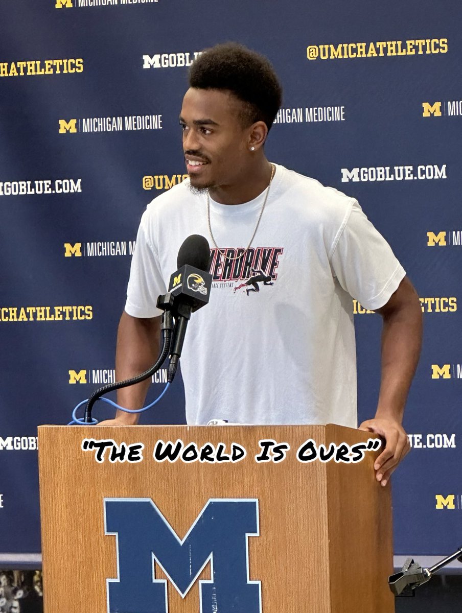 WR Cornelius Johnson on QB JJ McCarthy being in his second year starting: 'The World Is Ours' On all the QB's he's played with: 'I remember Shea Patterson, Joe Milton, Cade McNamara, J.J. - those were really the four guys that completed passes to me during games in my career.…