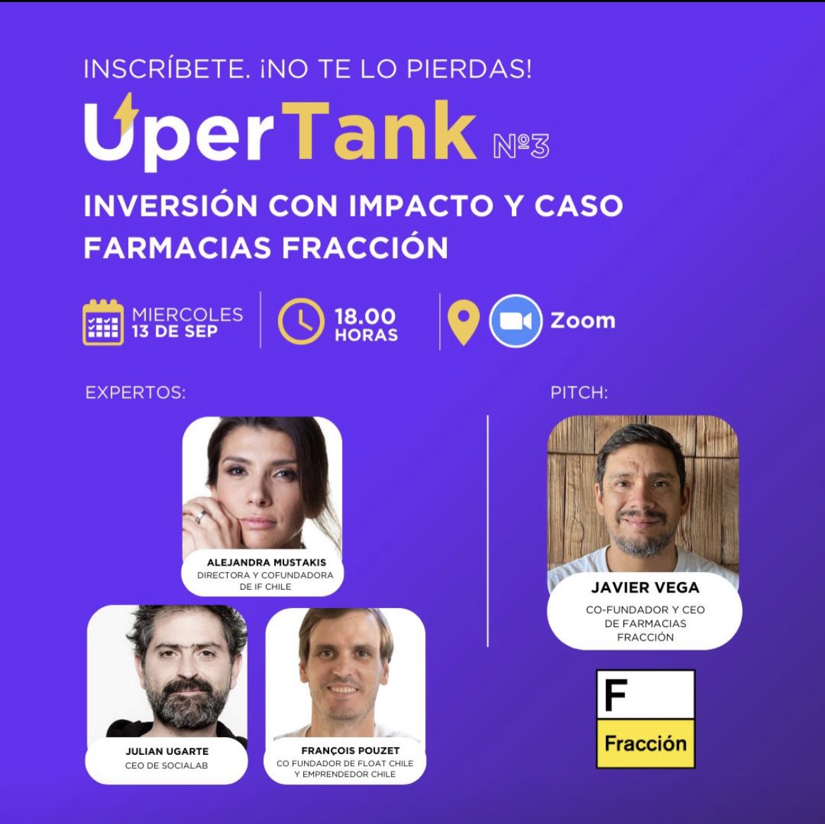 ⚡️Conoce cómo invertir en Fracción, nuestra farmacia con foco social que busca llegar a todos los rincones del país con precios justos. Conéctate con un gran panel y súmate a nuestro proyecto 🫶

👉🏻 Inscríbete y participa en: bit.ly/462XQoN