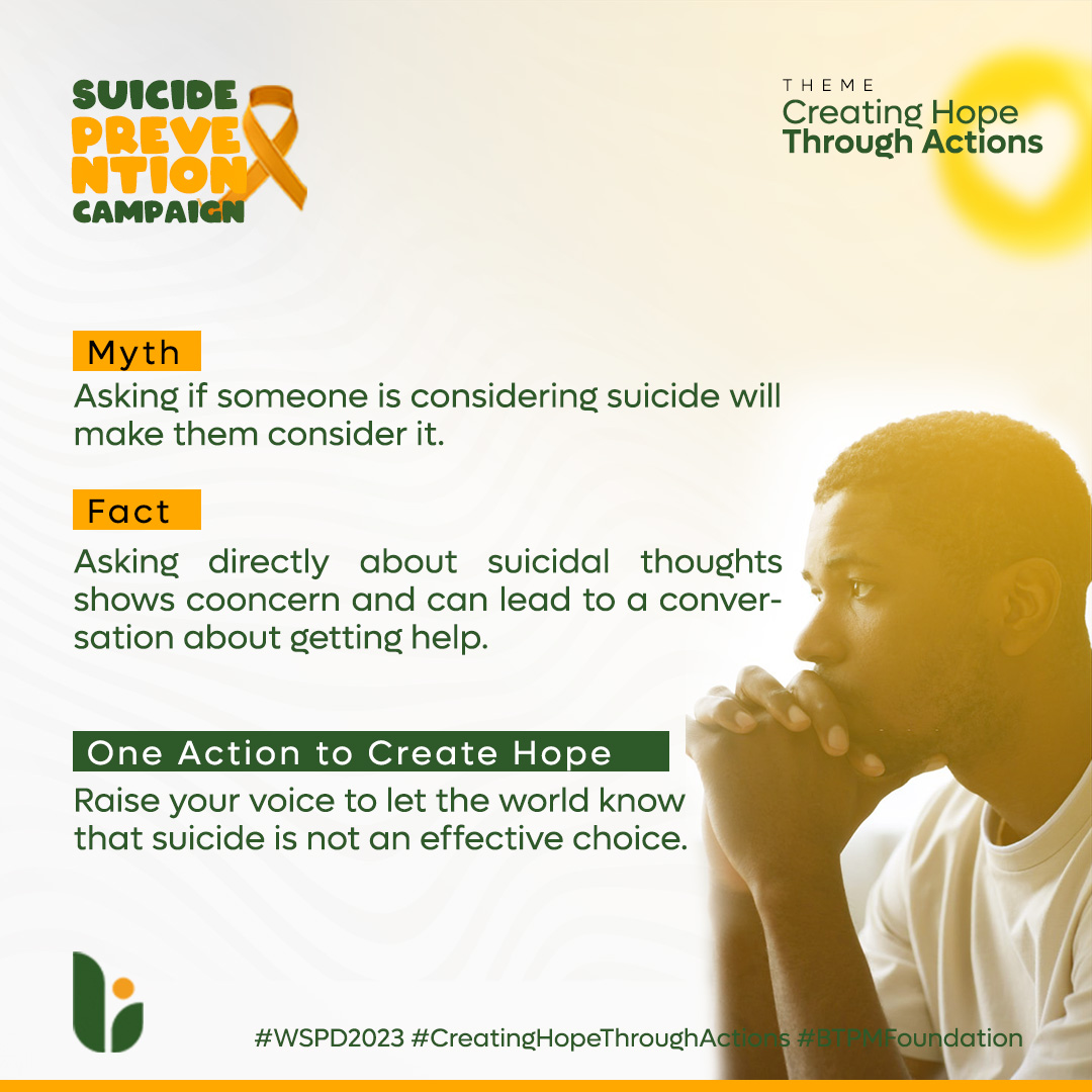 BTPMFoundation's tweet photo. Hey there, how are you feeling? Is there a problem? How can I help? Can we talk about it?...
.
Asking simple questions as these, that show genuine care, can lead to averting suicide. 
.
Prevention starts with you,
.
#everyonematters #suicidepreventionday3 #mentalhealthawareness https://t.co/RH2KgBAZhl