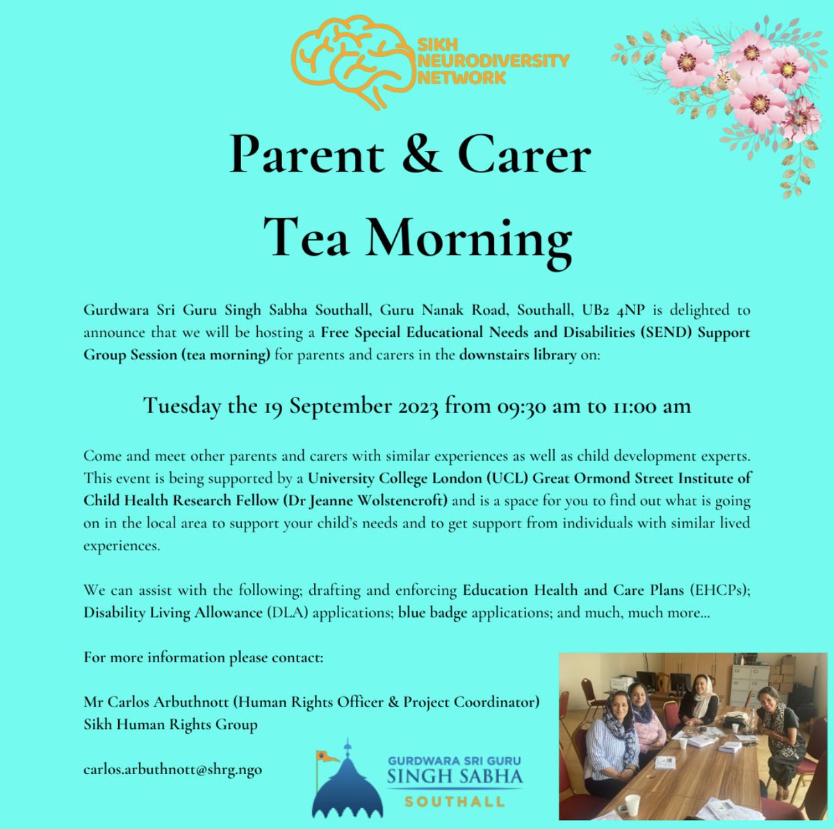 Sikh Human Rights Group (@shrg_ngo) on Twitter photo One Week Today👆
GSGSS Southall - Guru Nanak Road
For more information please contact:
Mr Carlos Arbuthnott (Human Rights Officer & Project Coordinator)
Sikh Human Rights Group
carlos.arbuthnott@shrg.ngo
#ealing #southall #send #parent #carer #SEND #dla #ehcp #school One Week Today👆
GSGSS Southall - Guru Nanak Road
For more information please contact:
Mr Carlos Arbuthnott (Human Rights Officer & Project Coordinator)
Sikh Human Rights Group
carlos.arbuthnott@shrg.ngo
#ealing #southall #send #parent #carer #SEND #dla #ehcp #school