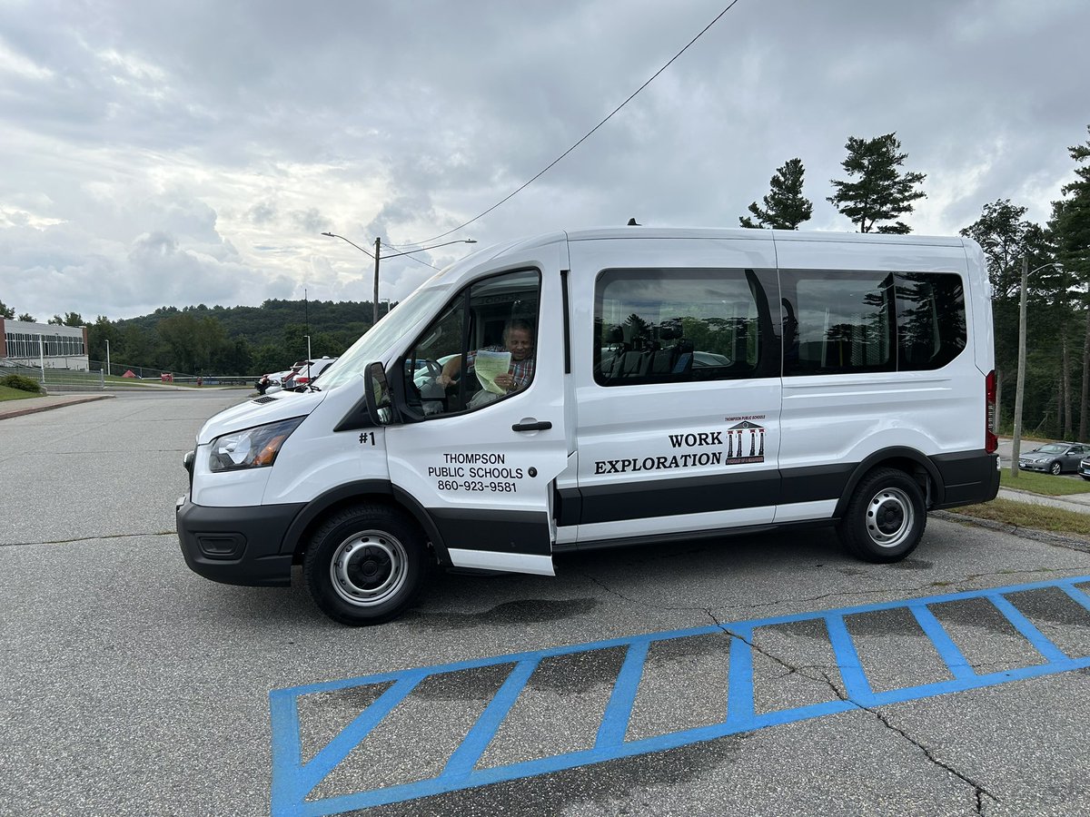 Finally… after two long years of waiting and three different vehicle orders … a van for work exploration for the special education transition program at Tourtellotte Memorial High School was delivered yesterday.
Bill Birch, Facilities Director did the honors of parking the van.