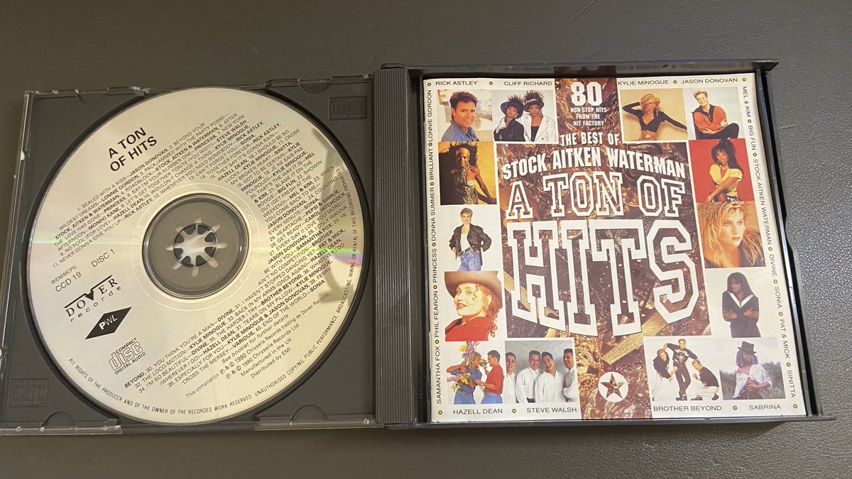 Ayrodynamic's tweet image. Holy Jesus! I forgot I had this. Such an amazing collection of tracks!

Now, where’s my CD player??!

⁦@PWLHitFactory⁩ ⁦@MIKE_STOCK_HQ⁩ ⁦@PeteWatermanOBE⁩ #TheHitFactory #PWL #SAW #StockAitkenWaterman