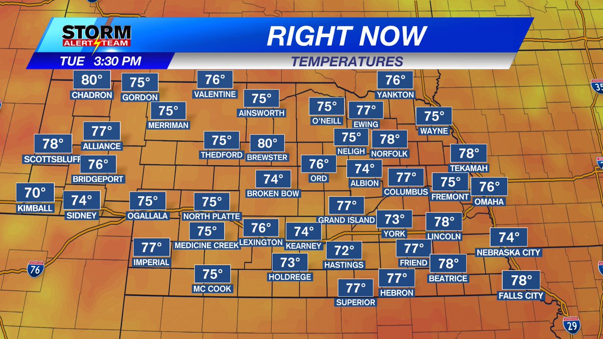rustywx's tweet photo. Chadron and Brewster are the only ones in the 80s as of 330pm Tuesday. #FallFeel https://t.co/D16IEkhV2Z