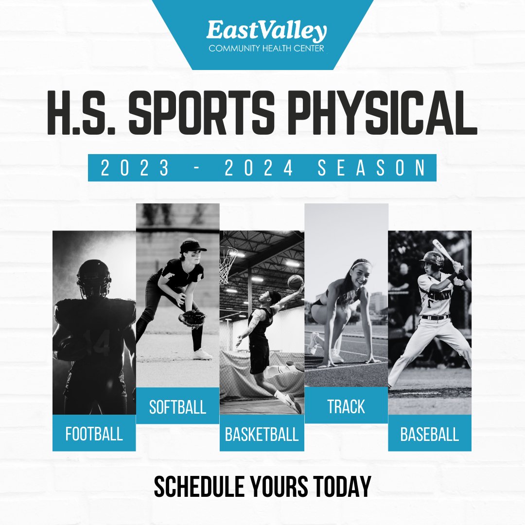 EastValleyCHC's tweet photo. If you're joining your school's sports team, you will need a sports physical clearance. We can help you take care of this; call today!
#evchc #health #EastValleyCHC #healthcare #WestCovina #Pomona #Covina #LaPuente #ElMonte #SanGabrielValley #sports #SportsPhysical #HighSchool https://t.co/4IgHt8Rw1P