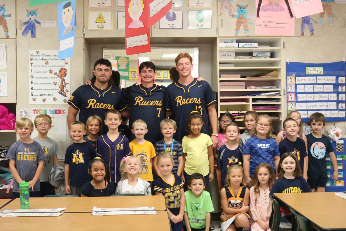 MurraySchools's tweet photo. Today was a great day at MES--MSU Basketball and Baseball Racer athletes visited classrooms and read books to the students!  Special thanks to Coach Steve Prohm @CoachProhm and MSU athletics for spending time with our students today and reading their favorite books!#murrayschools https://t.co/4YiOthwJk5