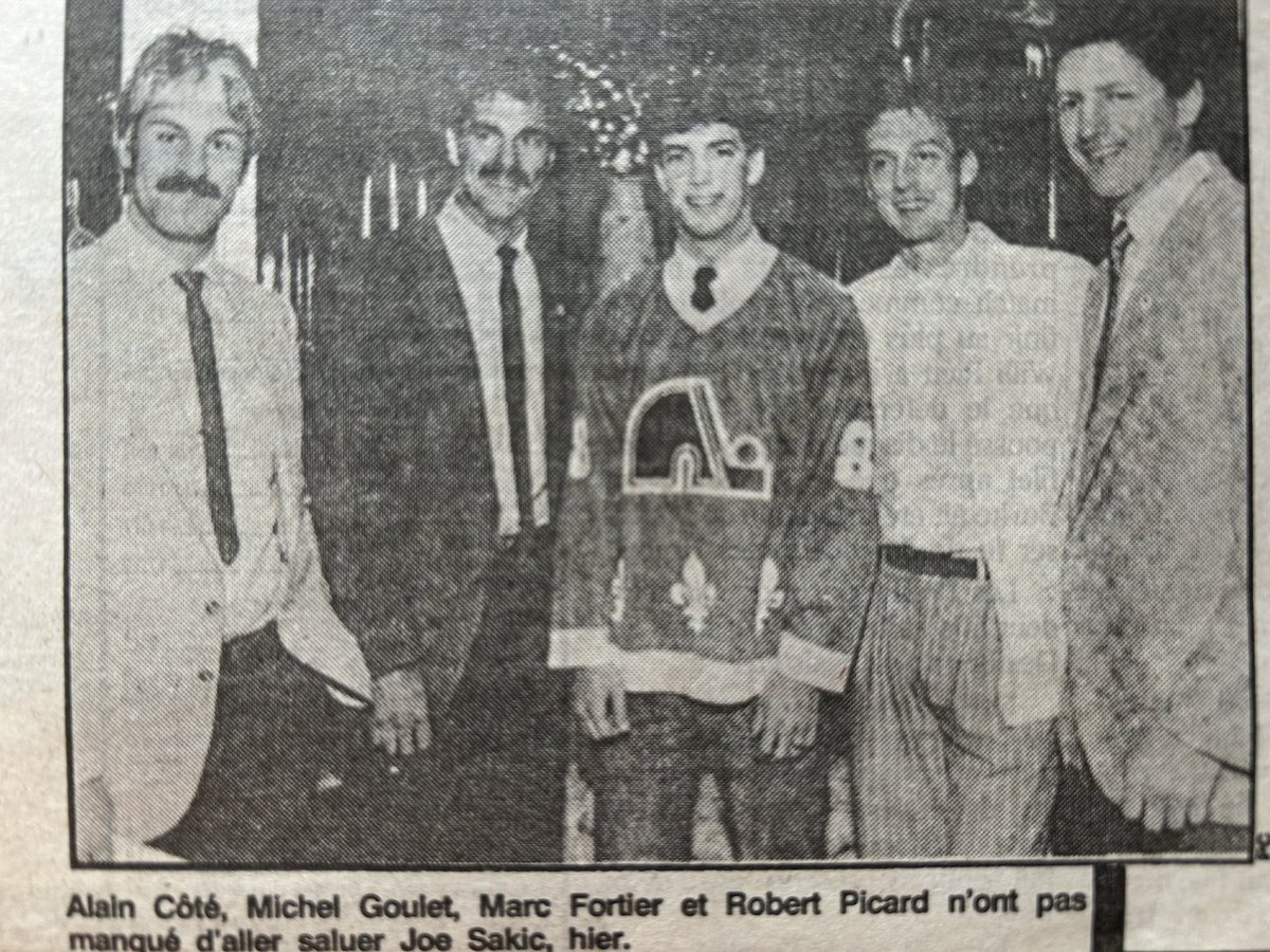 Claude6Landry's tweet photo. #AlainCรดtรฉ #MichelGoulet, #MarcFortier and #RobertPicard did not fail to go and greet #JoeSakic. yesterday. https://t.co/WaLokaYy2z