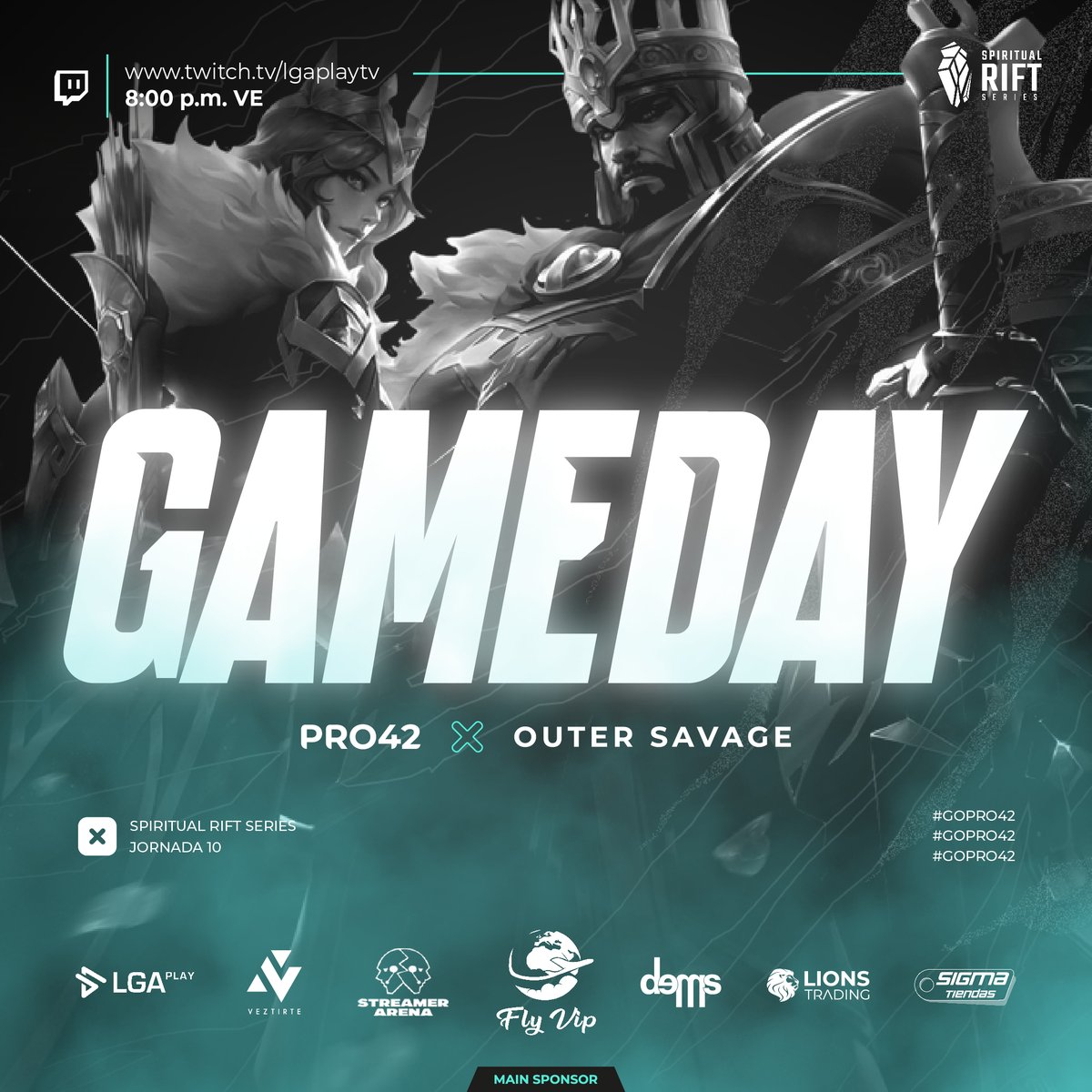 pro42esports's tweet photo. Seguimos con el mejor #LeagueofLegends del país 🆚 @Outersavage_  🚀, los esperamos en la transmisión oficial en Twitch #SRS2023 @LGAplay, ¡VAMOS! 👊🏻🔥 #GOPRO42

⏰ 8:00 p.m. 🇻🇪
🟣https://t.co/kRr3wGAkOs https://t.co/U9ZGHZIoyL