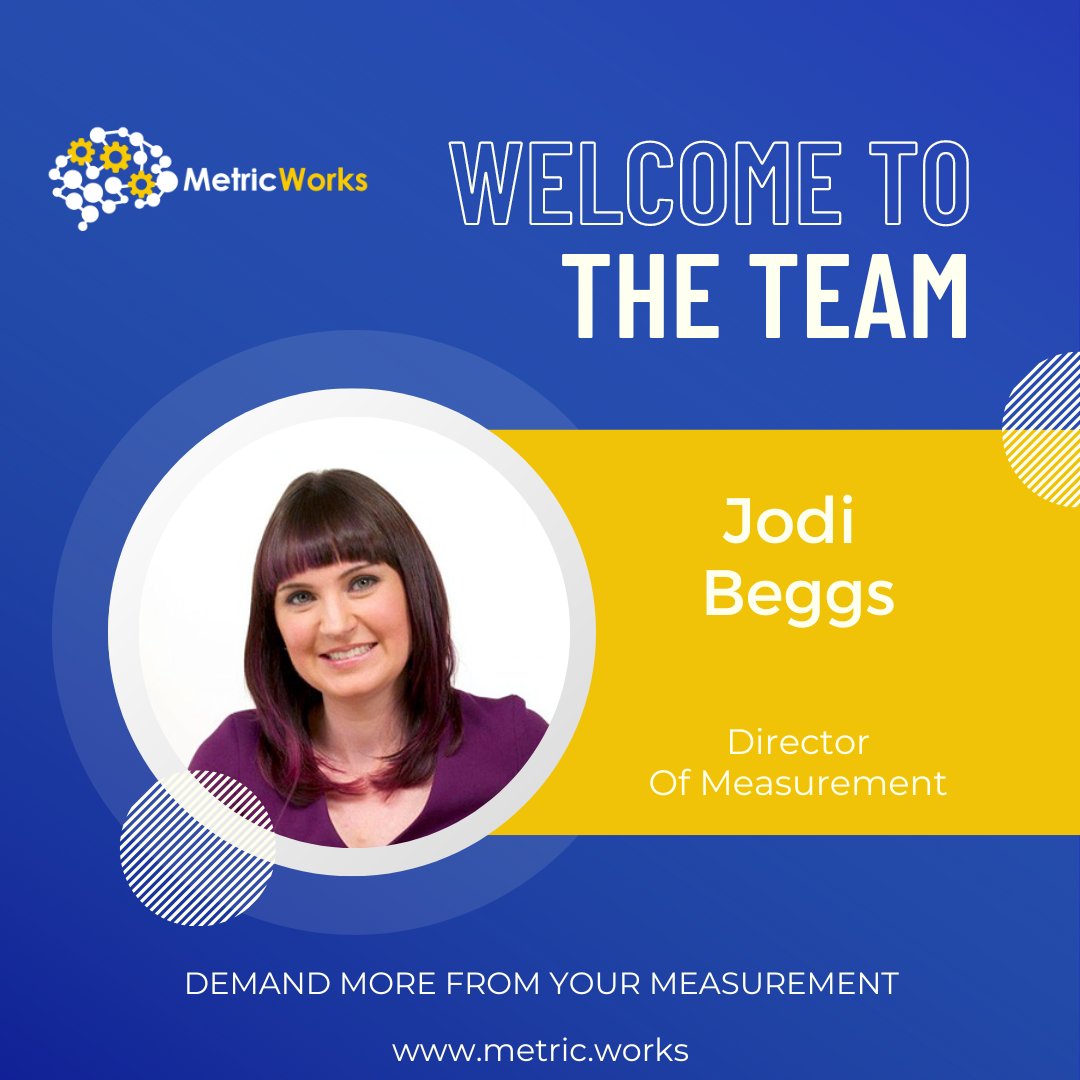 Excited to have <a href="/jodiecongirl/">Jodi Beggs</a> join the <a href="/metric_works/">MetricWorks</a> team as Director of Measurement! She will focus on building and leading our data science team to enhance our MMM and incrementality models that are a part of our unified measurement solution, Polaris.
