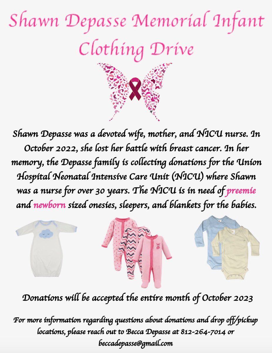 TrJulie90's tweet photo. Please consider donating new preemie or new born items listed below. Becca's mom Shawn loved being a NICU nurse and she would love this! https://t.co/SBwFcHtToK