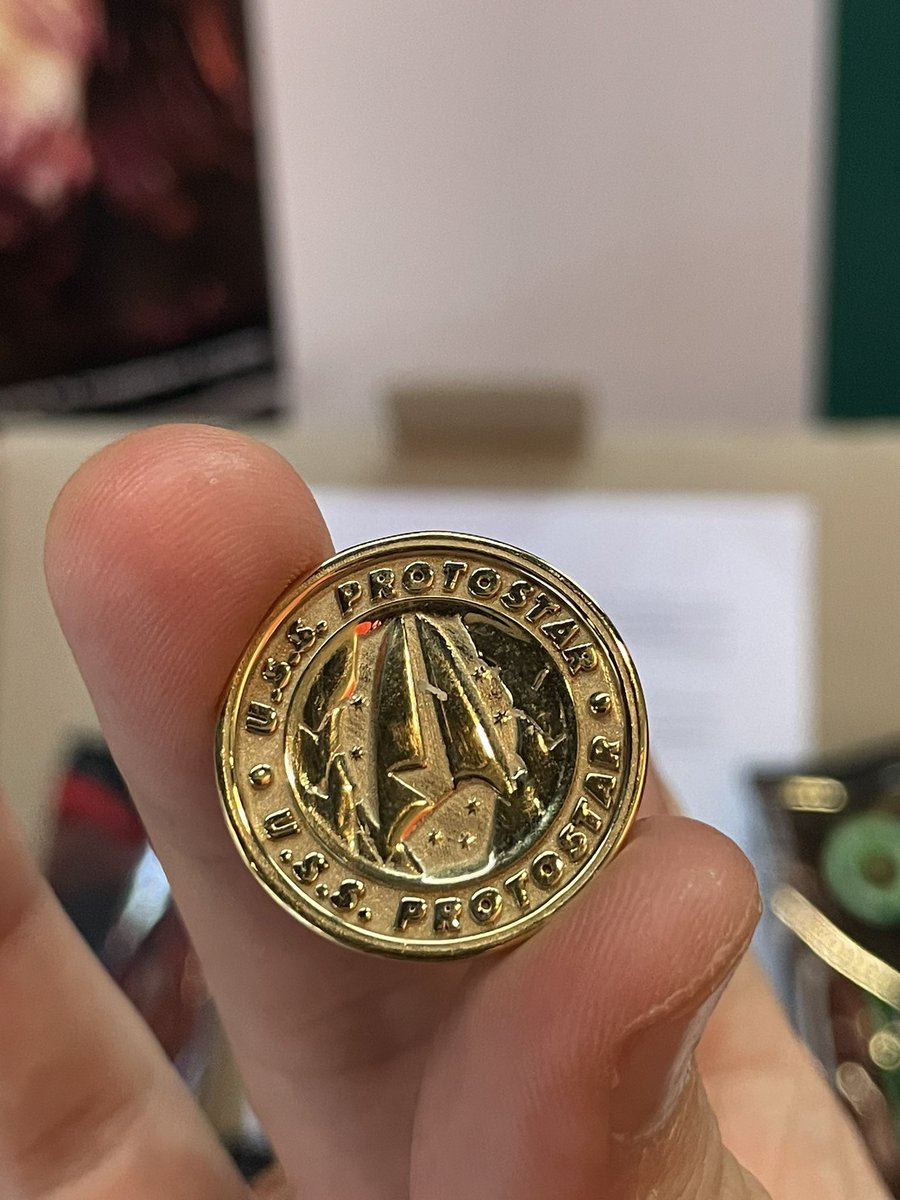GoodAaron's tweet photo. A tremendous thank you from the #StarTrekProdigy team to @Serin019 and the STSP Facebook group for this incredible care package from Australia.

The medallions are out of this Quadrant  — as are the Tim Tams. We can’t wait to dive into a bowl of vegemite! https://t.co/nxO1Bx5PLj