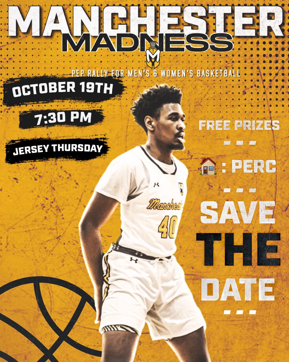 Spartan Nation, mark your calendars! Manchester Madness returns next month on October 19th. 🚨 Wear a jersey & come out for an eventful night to kick off the Men’s & Women’s Basketball teams’ season @ the PERC. There will be free prizes, games & much more. #MUMadness23
