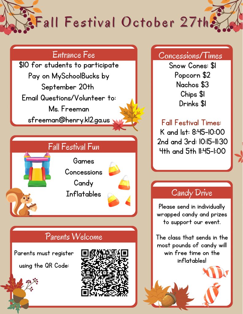 🗣️Attention Luella Elementary School families!!!! It’s almost Fall Festival time! 🍂🌾 🐿️🍁
Please see the attached flyer for more info! <a href="/drtwylabarkley/">Dr. Twyla Lyons Barkley</a> <a href="/chari_cowan/">Chari Cowan</a> <a href="/shawnee1_blake/">Dr. Shawnee S. Blake</a> <a href="/susan_sfreeman/">Susan Freeman</a>