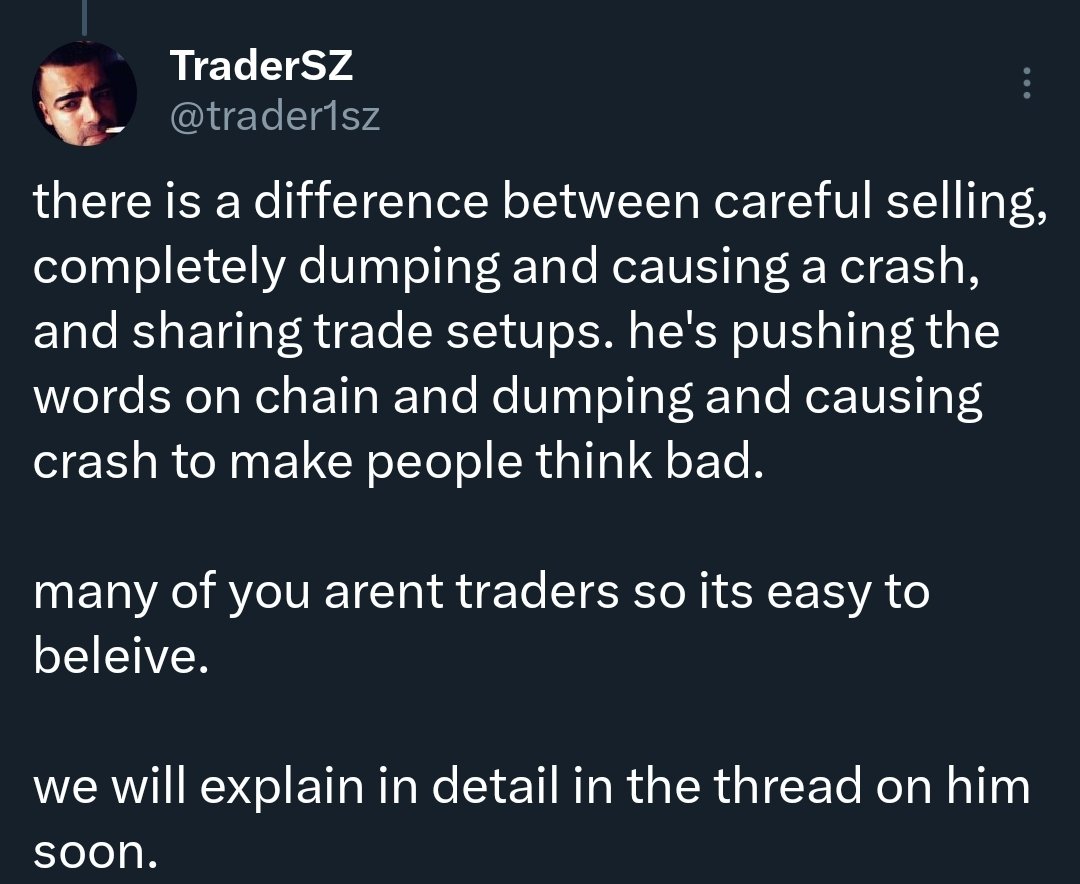 We need more people like TraderSZ, who carefully sells his precious altcoin after sharing a trade setup instead of those that dump on their followers after shilling another shitcoin.