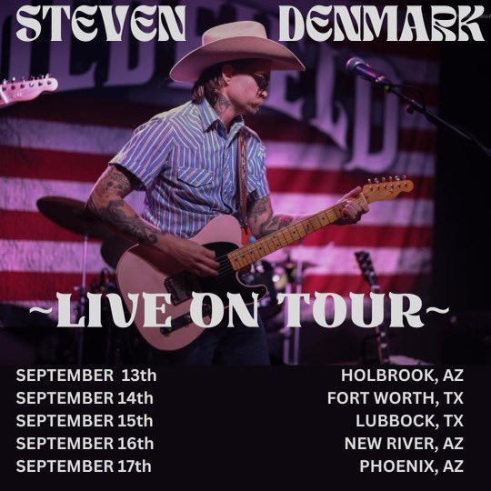 Just a small UPDATE on this next week of shows:

We’ve added additional dates for BOTH Texas and Arizona! 🤘

We’ll be playing brand new songs off our new upcoming full length album, slated for early 2024 release so don’t miss it! 

#HSQUAREDBOOKING 

hsquaredbooking.com/steven-denmark/