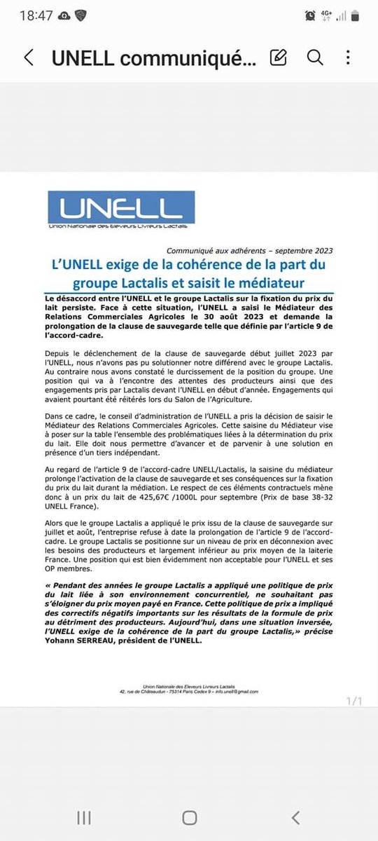 L UNELL saisit le médiateur